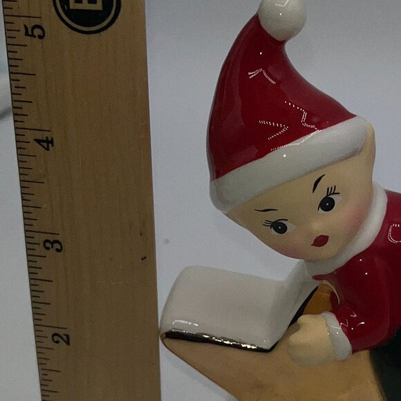 Other - Retro Ceramic Red Elf Pixie Santa's Helper Sitting on a Golden Star Christmas